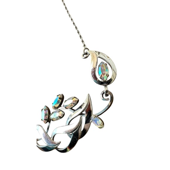 Vintage Sterling A.B. Rhinestone Necklace Curtis Creations‎ Signed Short Chain - Picture 4 of 9